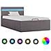Letto Idraulico Contenitore Led Grigio Talpa Tessuto 90x200cm - Foto miniatura 1