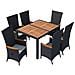 Set Da Pranzo Da Giardino 7 Pz In Polyrattan E Acacia Nero - Foto miniatura 2