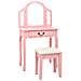 Tavolo Da Trucco Con Sgabello Rosa 65x36x128 Cm Paulownia E Mdf - Foto miniatura 1