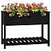 Fioriera Con Mensola Nera 111,5x54x81cm Legno Massello Di Pino - Foto miniatura 3