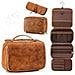Borsa Da Toilette Da Viaggio 3-in-1 - Organizer Portatile In Pelle Pu Con Gancio E Scomparti Multipli Brown - Foto miniatura 1