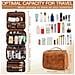 Borsa Da Toilette Da Viaggio 3-in-1 - Organizer Portatile In Pelle Pu Con Gancio E Scomparti Multipli Brown - Foto miniatura 2