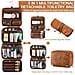 Borsa Da Toilette Da Viaggio 3-in-1 - Organizer Portatile In Pelle Pu Con Gancio E Scomparti Multipli Brown - Foto miniatura 4