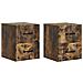 Mobiletto da notte a muro 2 pcs Rovere Fumo 34,5 x 33 x 40 cm - Foto miniatura 1