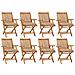 Sedie da Giardino Pieghevoli con Cuscini 8 pz Massello di Teak - Foto miniatura 1