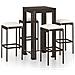 Set da Bar da Giardino 5 pz con Cuscini in Polyrattan Marrone - Foto miniatura 1