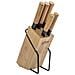 Set Di Coltelli Da Cucina Su Un Rack Di Bambù, 5 Coltelli - Foto miniatura 1