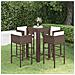 Set Da Bar Da Giardino 5 Pz Con Cuscini In Polyrattan Marrone - Foto miniatura 1