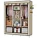 Armadio Spogliatoio In Tessuto Con Ante Zip E Tasche Laterali Home Misure 170x127x45cm Beige - Foto miniatura 1