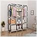 Armadio Spogliatoio In Tessuto Con Ante Zip E Tasche Laterali Home Misure 170x127x45cm Beige - Foto miniatura 4
