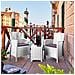 Set Salotto Da Esterno Jupiter, Set Da Giardino Con Cuscini, Salottino Indoor E Outdoor Effetto Rattan, 100% Made In Italy, Bianco - Foto miniatura 1