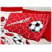 Completo Lenzuola Linea Pensieri Delicati 100% Cotone Disegno Calcio Matrimoniale Rosso - Foto miniatura 5