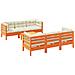 Set Divani Giardino 7 pz con Cuscini Marrone Cera Massello Pino - Foto miniatura 1