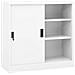 Armadio Per Ufficio Anta Scorrevole Bianco 90x40x90cm Acciaio - Foto miniatura 2