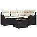Set di divano da giardino  4 Pezzi con cuscini Vimini marrone, Divano da giardino  2 posti con cuscini Polyrattan nero - Foto miniatura 1