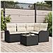 Set di divano da giardino  4 Pezzi con cuscini Vimini marrone, Divano da giardino  2 posti con cuscini Polyrattan nero - Foto miniatura 2