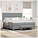Letto Box Spring con Materasso e Panchina Grigio Chiaro 200x200 cm Tessuto - Foto miniatura 2
