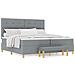Letto Box Spring con Materasso e Panchina Grigio Chiaro 200x200 cm Tessuto - Foto miniatura 4