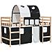 Letto a Soppalco con Tunnel Bambini Bianco e Nero 90x190cm Pino - Foto miniatura 1