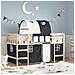 Letto a Soppalco con Tunnel Bambini Bianco e Nero 90x190cm Pino - Foto miniatura 2