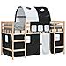 Letto a Soppalco con Tunnel Bambini Bianco e Nero 90x190cm Pino - Foto miniatura 4