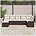 Set Divano da Giardino 7 pcs Marrone e bianco Poly Rattan - Foto miniatura 3