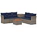 Set di divani 8 pz Grigio e Blu Navy Rattan sintetico e Acciaio - Foto miniatura 1