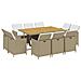 Set Da Pranzo Per Giardino 11pz Con Cuscini In Polyrattan Beige - Foto miniatura 2