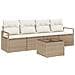 Set di Sofà da Giardino a 5 Pezzi con Cuscini Beige in Polyrattan,  Sofà Giardino a 2 Posti con Cuscini Beige in Polyrattan - Foto miniatura 1
