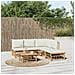 Set Salotto da Giardino 6pz con Cuscini Bianco Crema in Bambù - Foto miniatura 2