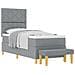 Letto Box Spring con Materasso e Panchina Grigio Chiaro 80x200 cm Tessuto - Foto miniatura 1