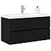 Mobile lavabo Rovere nero 90 x 39 x 62 cm Legno multistrato - Foto miniatura 3