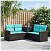 Set di divani 5 pz Nero e Blu Rattan sintetico e Acciaio - Foto miniatura 3