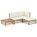Set Salotto da Giardino 4pz con Cuscini Bianco Crema in Bambù - Foto miniatura 1