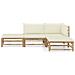 Set Salotto da Giardino 4pz con Cuscini Bianco Crema in Bambù - Foto miniatura 2