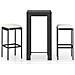Set Bar da Giardino 3 pz con Cuscini Polyrattan Nero - Foto miniatura 1