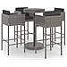 Set Da Bar Da Giardino 5 Pz Con Cuscini In Polyrattan Grigio - Foto miniatura 2