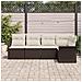 Set di Sofà da Giardino a 5 Pezzi con Cuscini in Rattan Sintetico Marrone,  Divano da Giardino a 2 Posti con Scaffale e Cuscini in Rattan Sintetico Marrone - Foto miniatura 3