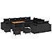 Set Divano Giardino  14 Pezzi con Cuscini Rattan Polyrattan Nero Acacia, Set da Pranzo Giardino  4 Pezzi con Cuscini Rattan Polyrattan Nero Acacia - Foto miniatura 1