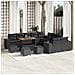 Set Divano Giardino  14 Pezzi con Cuscini Rattan Polyrattan Nero Acacia, Set da Pranzo Giardino  4 Pezzi con Cuscini Rattan Polyrattan Nero Acacia - Foto miniatura 2