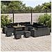 Set Divano Giardino  14 Pezzi con Cuscini Rattan Polyrattan Nero Acacia, Set da Pranzo Giardino  4 Pezzi con Cuscini Rattan Polyrattan Nero Acacia - Foto miniatura 3