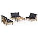 Set Salotto da Giardino 5pz con Cuscini Grigio Scuro Bambù - Foto miniatura 1