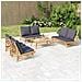 Set Salotto da Giardino 5pz con Cuscini Grigio Scuro Bambù - Foto miniatura 2