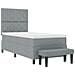 Letto Box Spring con Materasso e Panchina Grigio Chiaro 90x190 cm in Tessuto - Foto miniatura 8