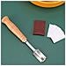 Coltello Per Pane In Acciaio Inossidabile Con 5 Lame E Fodero In Pelle - Tagliapasta Con Manico In Legno - Foto miniatura 4