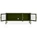 Mobile Industrial Tv Port In Metal Ezra Da 130 Cm With 3 Ante, Olive Green And Glass Temperato. - Foto miniatura 4