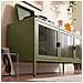 Mobile Industrial Tv Port In Metal Ezra Da 130 Cm With 3 Ante, Olive Green And Glass Temperato. - Foto miniatura 5