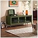 Mobile Industrial Tv Port In Metal Ezra Da 130 Cm With 3 Ante, Olive Green And Glass Temperato. - Foto miniatura 1