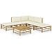 Set Salotto da Giardino 6pz con Cuscini Bianco Crema in Bambù - Foto miniatura 1