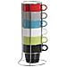 Set Di 6 Tazze Da Cappuccino Colorati+rastrelliera In Metallo - Foto miniatura 1
